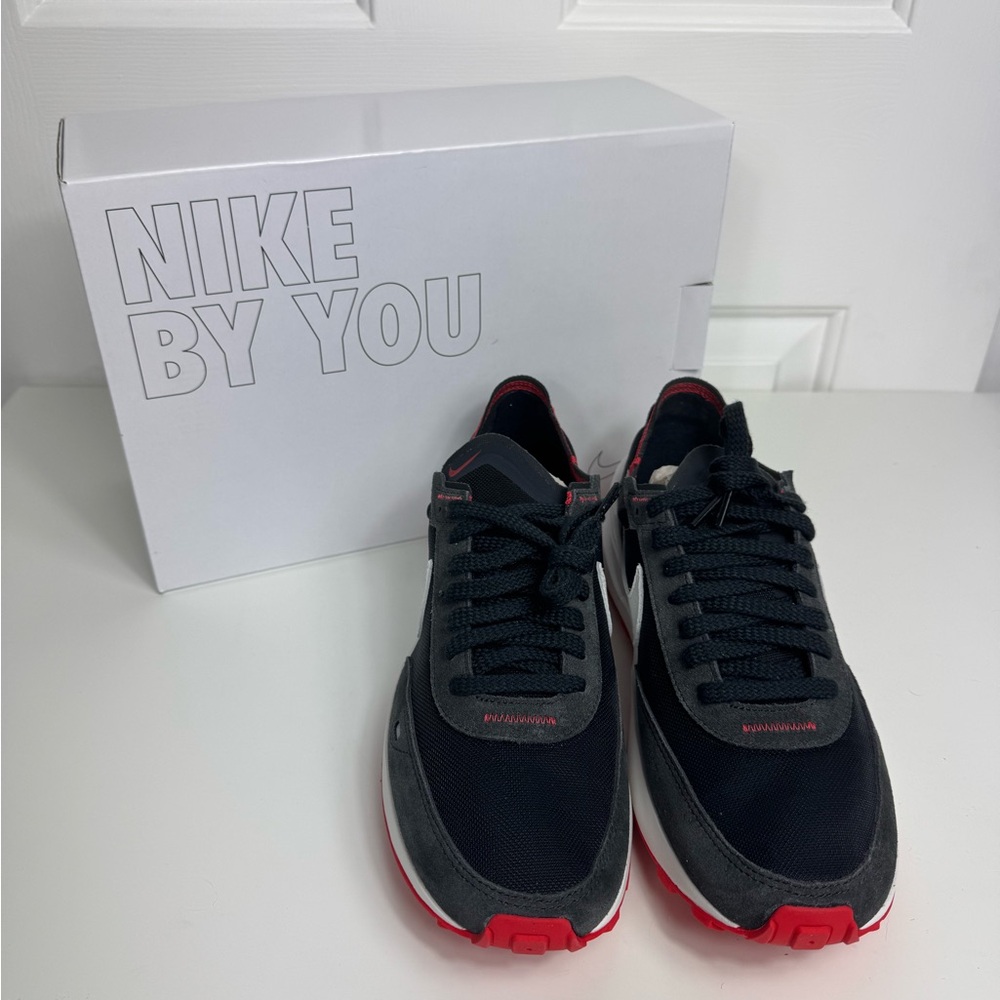 Nike Waffle One ID By You Women’s Size 9.5 DJ0976 991 Black And Red NIB‎ - Picture 3 of 10